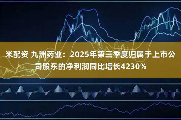 米配资 九洲药业：2025年第三季度归属于上市公司股东的净利润同比增长4230%